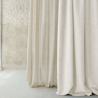Glame Luxe Ivoire Blanc Rideau Chenille à Rayures Horizontales 2