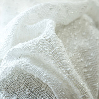 Rideau en Voile Blanc Ivoire à Effet Ondulé, Inspiré du Tweed et Pailleté 8