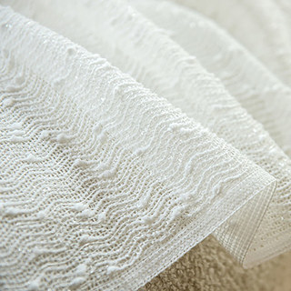 Rideau en Voile Blanc Ivoire à Effet Ondulé, Inspiré du Tweed et Pailleté 6