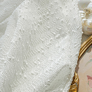 Rideau en Voile Blanc Ivoire à Effet Ondulé, Inspiré du Tweed et Pailleté 7