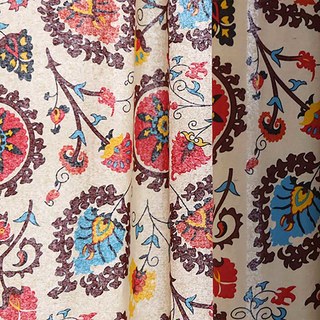 Blossom Multicolore Rouge Floral Bohème Rideaux 4