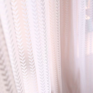 Chevron Rayé Jacquard Blanc Voilage Transparent Rideau 9