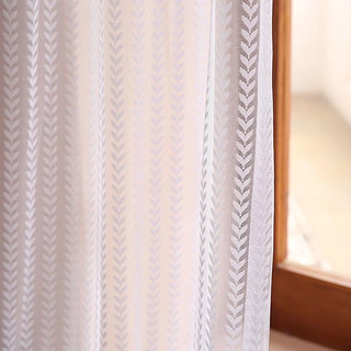 Chevron Rayé Jacquard Blanc Voilage Transparent Rideau 8