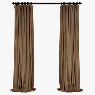 Rideaux en velours marron café fin 5