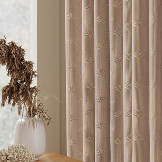 Rolling Hills Chenille Art Déco Géométrique Moka Crème Rideau Occultant 4