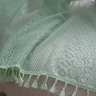Wanderlust Weaves Geométriques en Dentelle Tulle Vert Menthe Rideaux Bohèmes 4