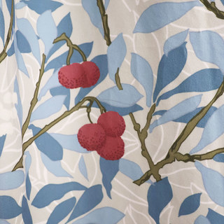 Arbutus Baies Rouges Rideau de Velours Floral Bleu William Morris