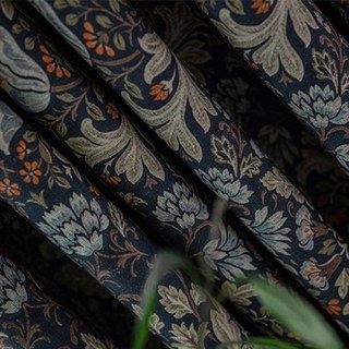 Azure Petals Rideaux Floraux Bleu Marine 4