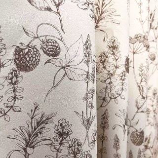 Berry Meadow Mocha Brun Fleurs Chenille Rideaux 3