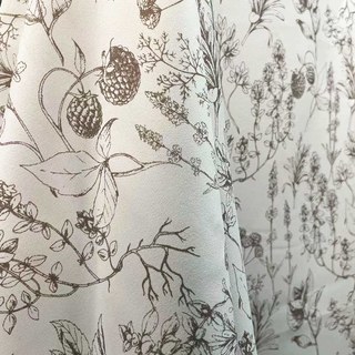 Berry Meadow Mocha Brun Fleurs Chenille Rideaux