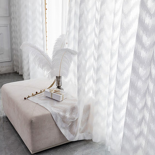 Bohemian Chic Zigzag Ivoire Blanc Rideau Voile 3