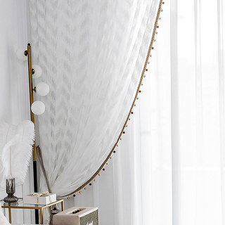 Bohemian Chic Zigzag Ivoire Blanc Rideau Voile 4