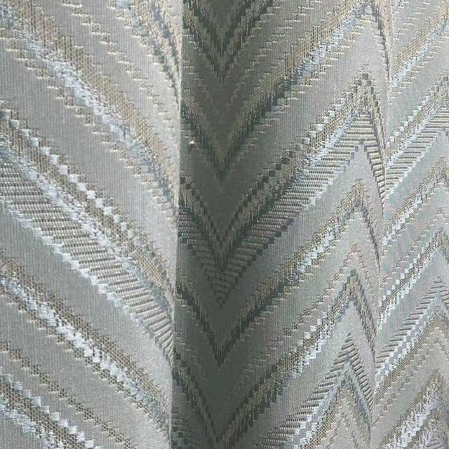 Chic Chevron Art Déco Rideaux Bleu Canard à Paillettes 1