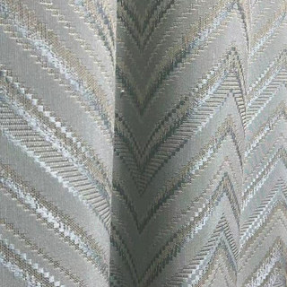 Chic Chevron Art Déco Rideaux Bleu Canard à Paillettes 1