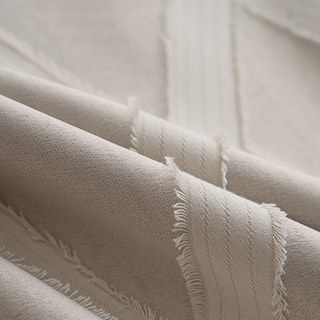 Rideau occultant géométrique beige crème à motifs en losange avec frange 3