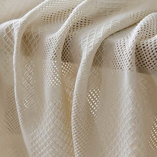 Maille Diamant Géométrique Rideau Voile Ivoire Blanc Lourd 1