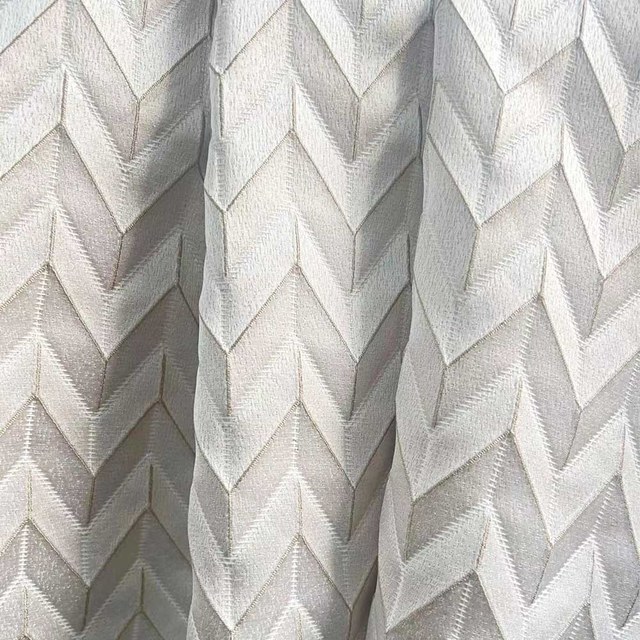 Élégant rideau chevrons Art Déco ivoire avec détails dorés 1