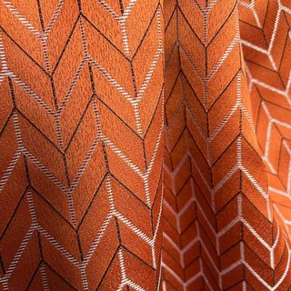 Élégant Rideau Chevron Orange Style Art Déco 2