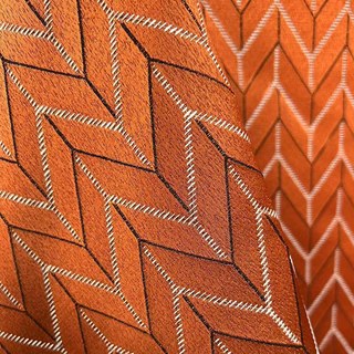 Élégant Rideau Chevron Orange Style Art Déco