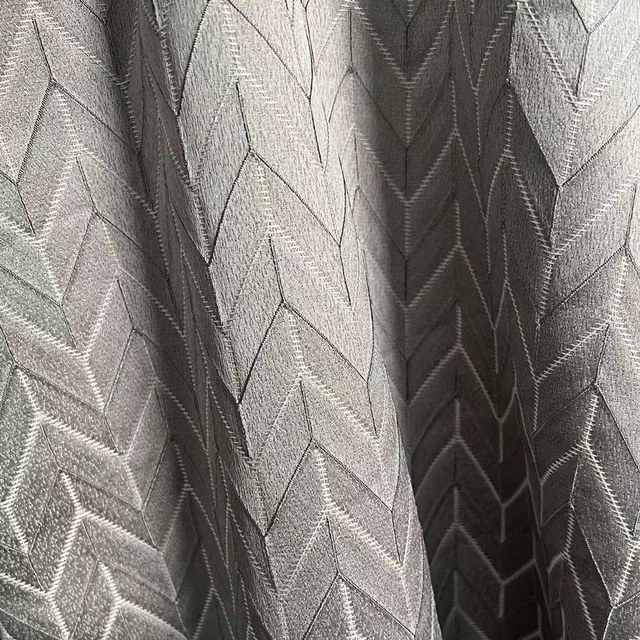 Élégants rideaux chevrons Art Déco gris argenté 1