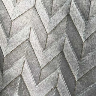 Élégants rideaux chevrons Art Déco gris argenté 4