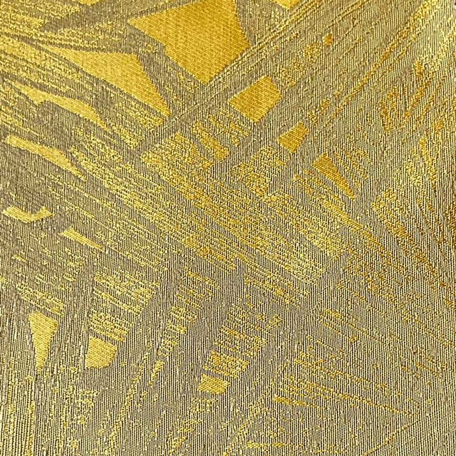 Feuilles de palmier éventail, rideau occultant jacquard de luxe, moutarde, or et noir. 1