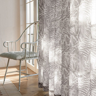 Forêt de fougères imprimée taupe gris rideau en voile 3