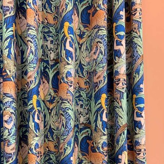 Forêt Orchestrale Marine Bleu Foncé Rideaux à Motif Floral Style Lin 3
