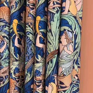 Forêt Orchestrale Marine Bleu Foncé Rideaux à Motif Floral Style Lin 2