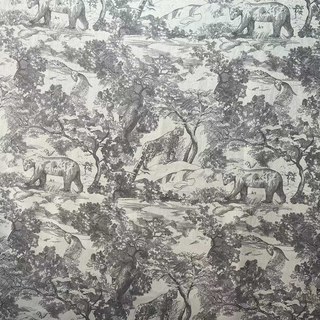 Forêt Enchantée Toile de Jouy Ours Léopard Hibou Gris Occultant Rideaux Imprimé Animal