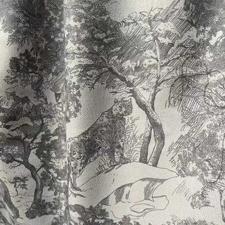 Forêt Enchantée Toile de Jouy Ours Léopard Hibou Gris Occultant Rideaux Imprimé Animal 4