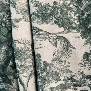 Forêt Enchantée Toile de Jouy Ours Léopard Hibou Vert Matcha Rideaux Occultants Imprimé Animal 2