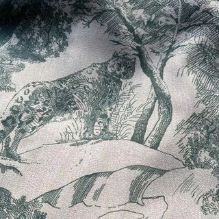 Forêt Enchantée Toile de Jouy Ours Léopard Hibou Vert Matcha Rideaux Occultants Imprimé Animal 4