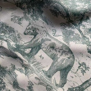 Forêt Enchantée Toile de Jouy Ours Léopard Hibou Vert Matcha Rideaux Occultants Imprimé Animal 3