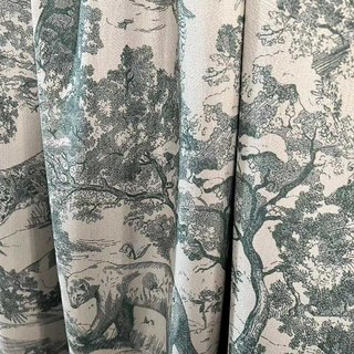 Forêt Enchantée Toile de Jouy Ours Léopard Hibou Vert Matcha Rideaux Occultants Imprimé Animal