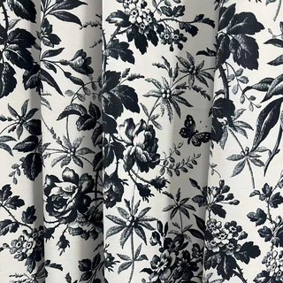 Rideau en velours noir et blanc motif floral Nuit d'été 4