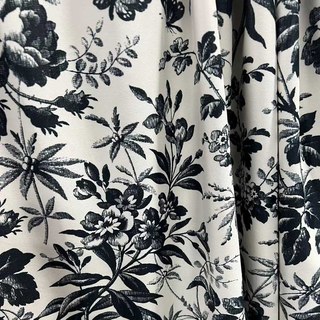 Rideau en velours noir et blanc motif floral Nuit d'été 6