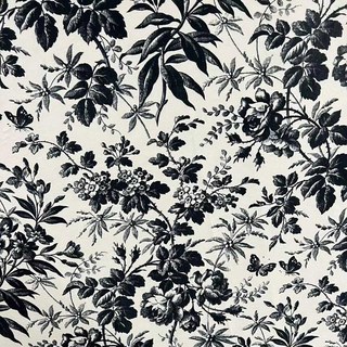 Rideau en velours noir et blanc motif floral Nuit d'été