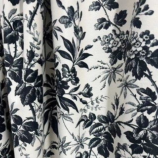 Rideau en velours noir et blanc motif floral Nuit d'été 2