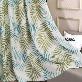 Feuilles de Palmier Imprimé Floral Rideau Bleu