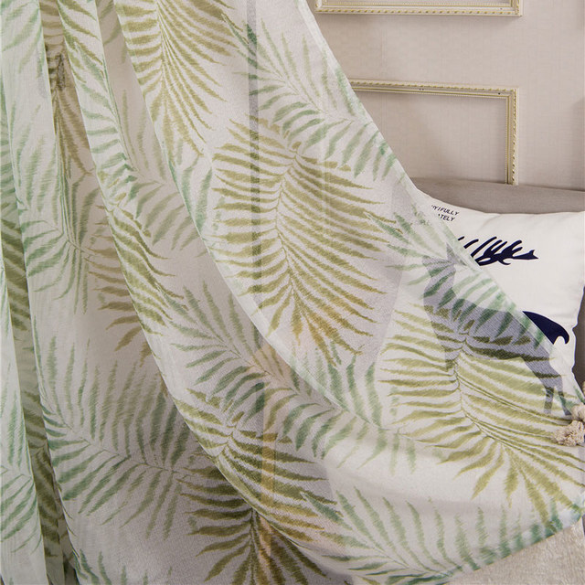 Feuilles de Palmier Vert Rideau Voile Transparent 1