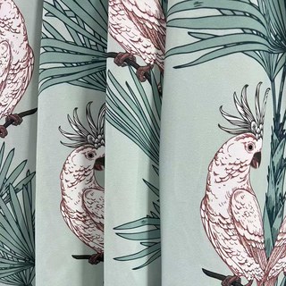Paradise Parrots Vert Sauge Rideaux Floraux en Velours