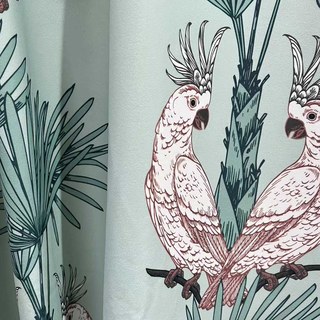 Paradise Parrots Vert Sauge Rideaux Floraux en Velours 4