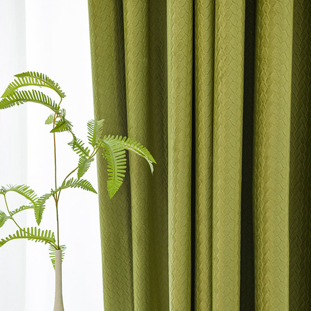Rideaux occultants en velours olive texturé tissé scandinave 1