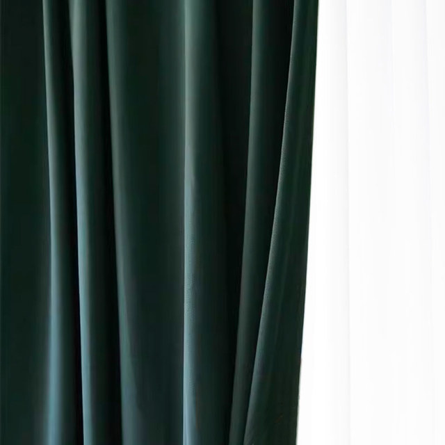 Sunnyvale Herringbone Texturé Vert Foncé Rideaux Occultants en Velours 1