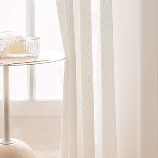 Sunnyvale Herringbone Blanc Rideau Voile 2
