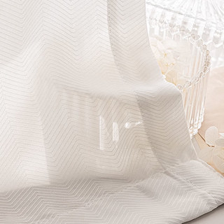 Sunnyvale Herringbone Blanc Rideau Voile 3