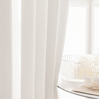 Sunnyvale Herringbone Blanc Rideau Voile 1