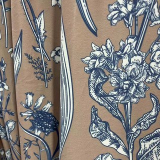 Velours Floraison Marron et Bleu Rideau Floral en Velours 4