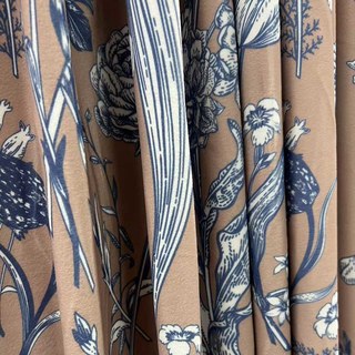 Velours Floraison Marron et Bleu Rideau Floral en Velours 3
